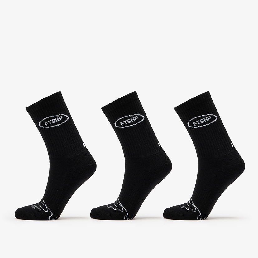 Nogavice Footshop Basic Crew Socks 3-Pack Black Črna | FTSHP_358