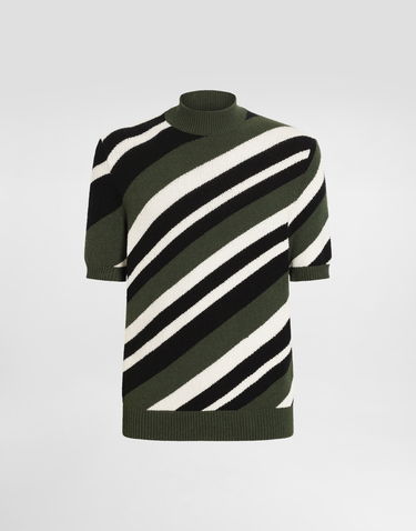 Pleteni pulover Dolce & Gabbana Dolce & Gabbana Striped Mock-Turtleneck Sweater Zelena | GXW54TJFMMSV9647, 0