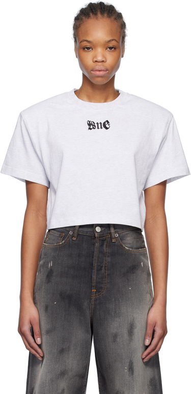 Krop-top We11done We11done Cropped T-Shirt with Shoulder Pads Siva | WD-TT0-25-712-W-GY, 0