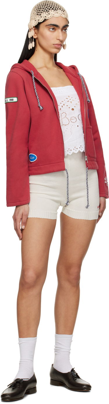 Pulover Bode Bode Camper Cropped Zip Hoodie Rdeča | WRS25CS028, 3