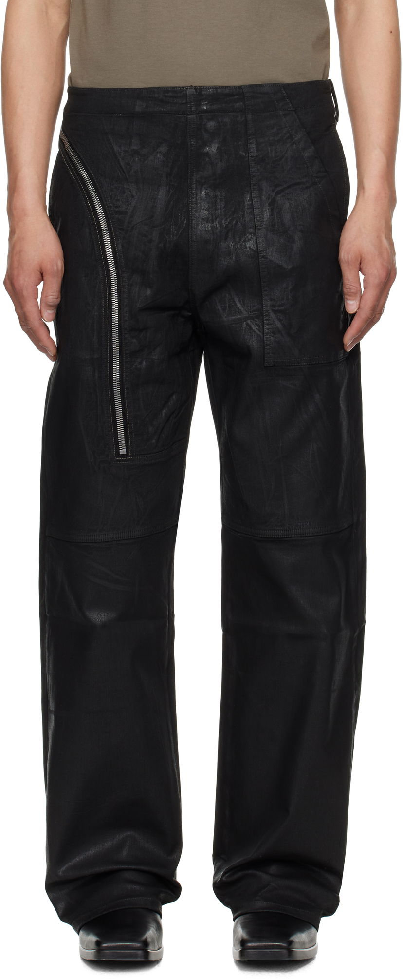 Hlače Rick Owens Rick Owens DRKSHDW Hollywood Aircut Leather Pants Črna | DU01E3356 SCF