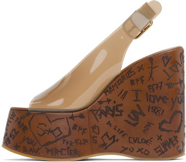 Nega čevljev CHLOÉ Chloe Maxime Wedge Sandals Rjava | CHC25U09ZRT, 2