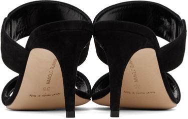 Modni dodatki Manolo Blahnik Manolo Blahnik Nebre Suede Heeled Mules Črna | 223-1354, 1