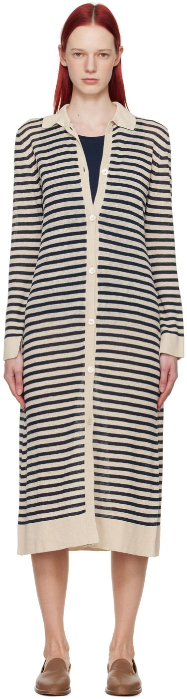 Pleteni pulover Max Mara Max Mara Striped Midi Cardigan Dress Bež | 2419321013600
