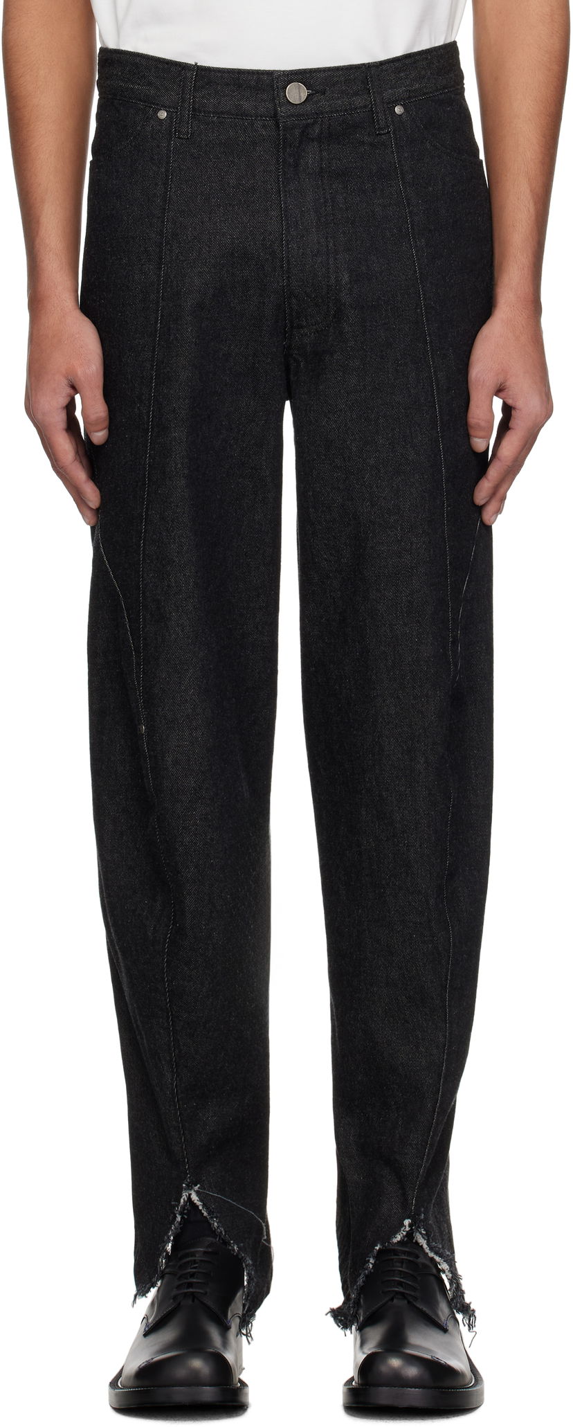 Kavbojke ADER ERROR ADER error 0105 Split Hem Jeans Črna | BO01SSJE0105BK