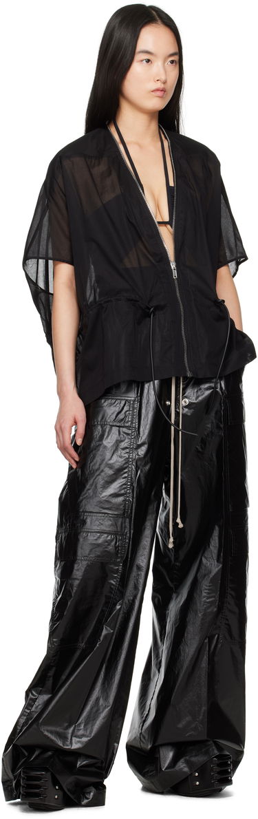 Srajce Rick Owens Rick Owens Hollywood Sail Sheer Zip Jacket Črna | RP01E7733 CV, 3