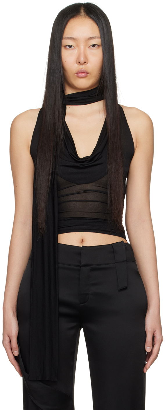 Majica brez rokavov Blumarine Blumarine Cowl Neck Tank Top Črna | P422C271A