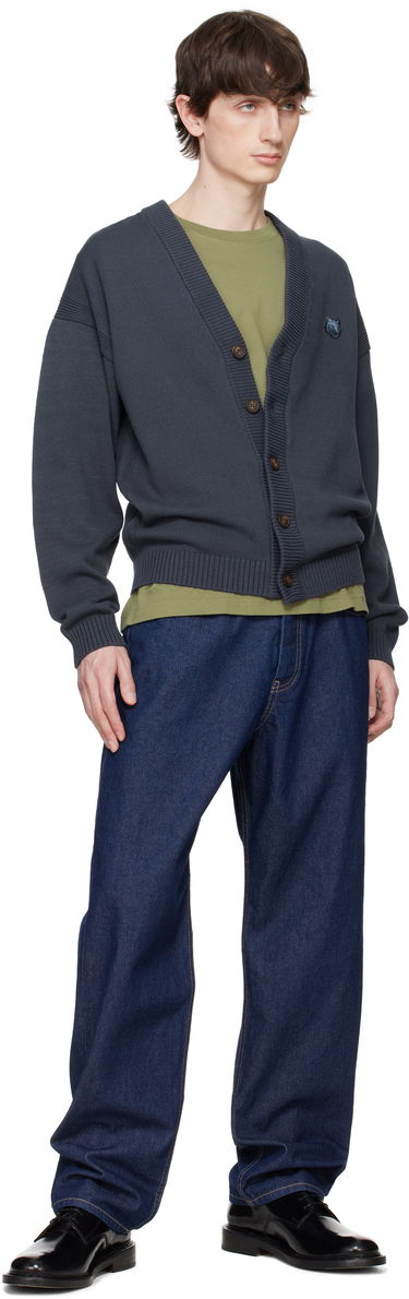 Pleteni pulover MAISON KITSUNÉ Maison Kitsuné Bold Fox Head Patch Comfort Cardigan Siva | OM00502KT1099, 3