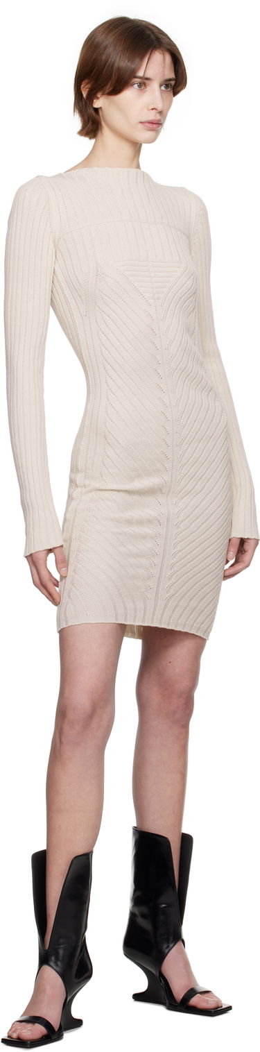 Obleke Rick Owens Rick Owens Hollywood Knit Mini Dress Bež | RP01E7651 KEC, 3