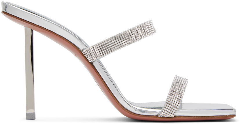 Modni dodatki Amina Muaddi Amina Muaddi Rih Crystal-Embellished Slipper Sandals Kovinski | RIH SLIPPER METAL MESH
