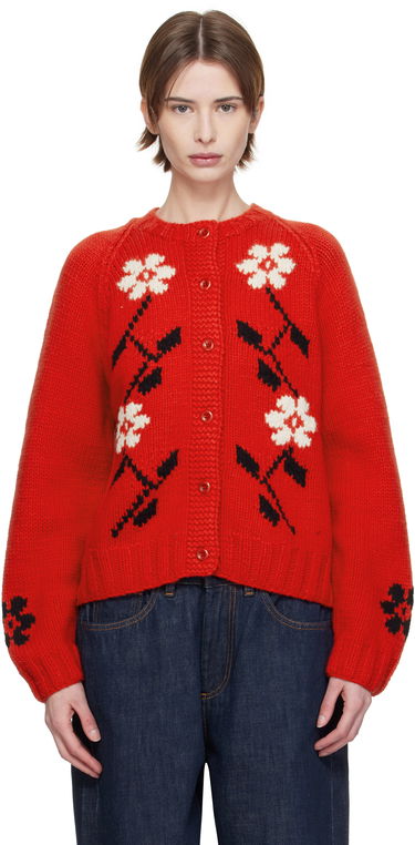Pleteni pulover YMC YMC Atomic Flower Knit Cardigan Rdeča | Q8XMN, 0