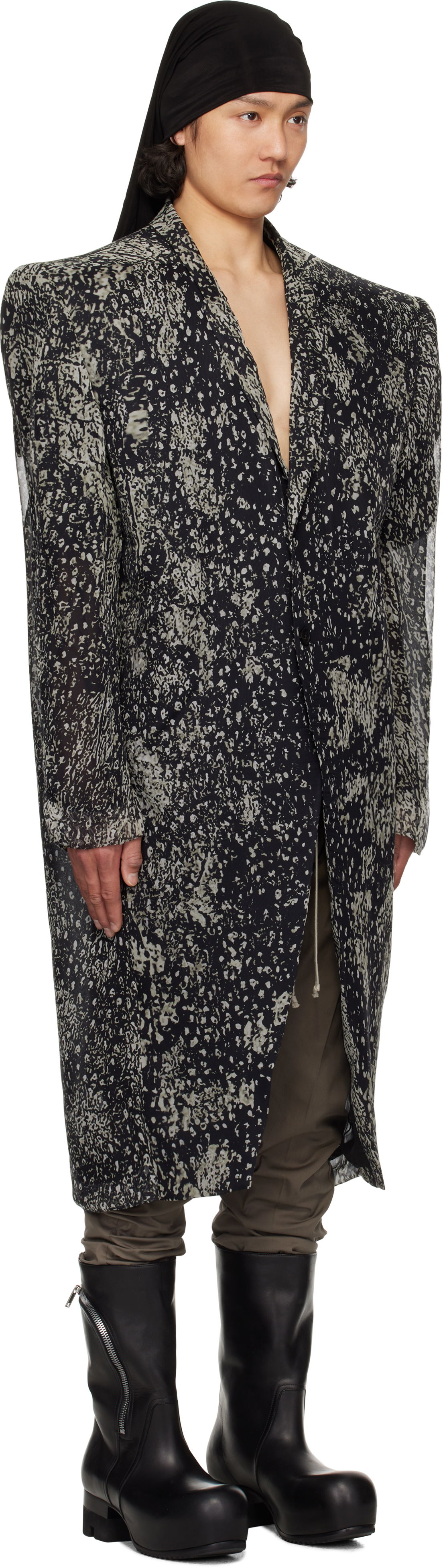 Plašči Rick Owens Rick Owens Hollywood Ricks Print Coat Črna | RU01E5931 SP1, 1