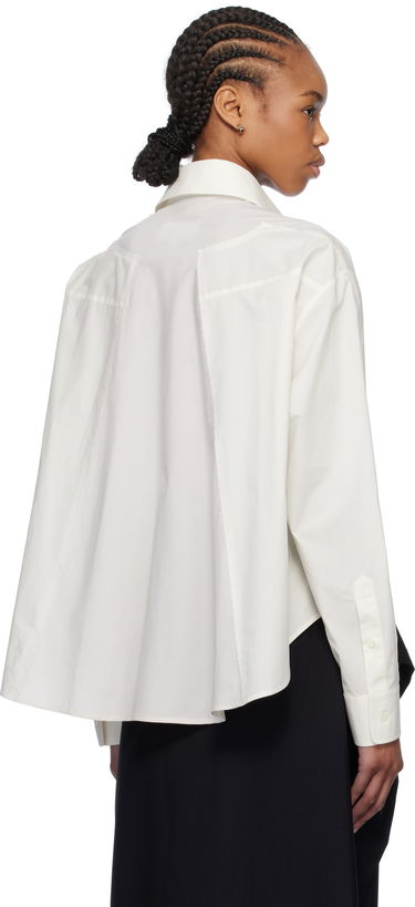 Srajce Maison Margiela MM6 Maison Margiela Spliced Cotton Poplin Cropped Shirt Bela | S52DT0042 M35256, 2