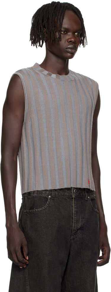 Pleteni pulover Eckhaus Latta Eckhaus Latta Ribbed Knit Vest Siva | 8025-EL-PF25-H, 1