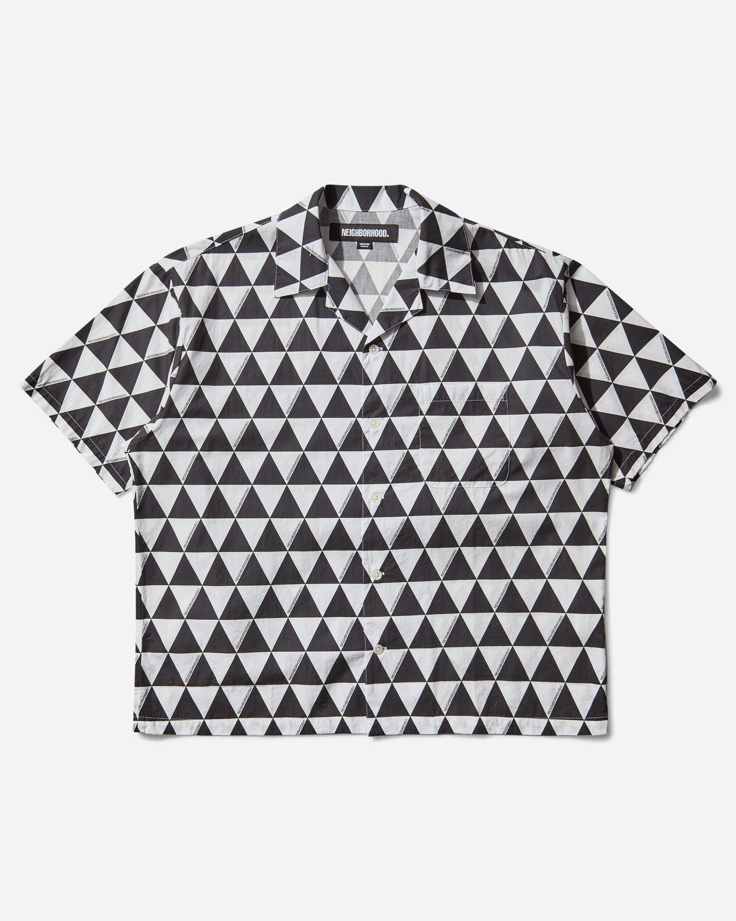 Srajce Neighborhood Triangle Pattern Hawaiian Shirt Črna | 251TSNH-SHM12 WH, 1