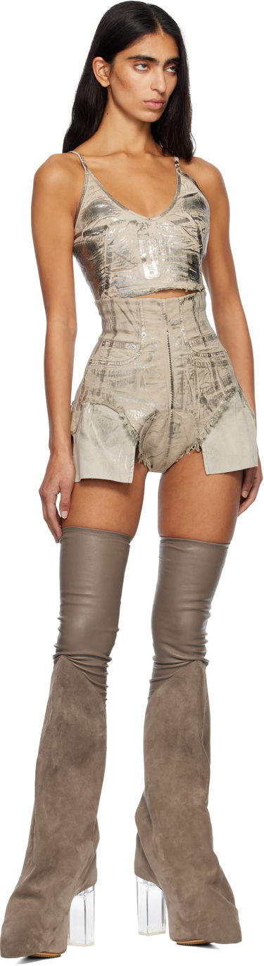 Majica brez rokavov Rick Owens DRKSHDW Concordians Foil Denim Camisole Kovinski | DS02E7132 SDPF, 4