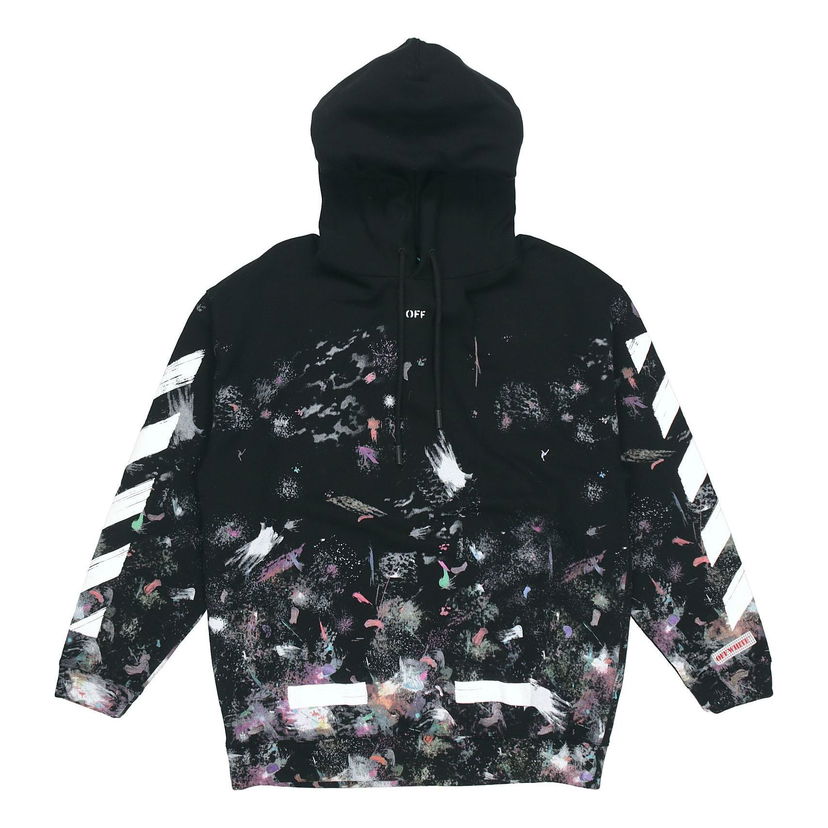 Pulover Off-White Diagonal Stripes Galaxy Print Hoodie Črna | OMBB009G20FLE0019901