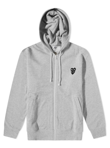 Pulover Comme des Garçons Play Overlapping Heart Zip Hoody Siva | P1T302