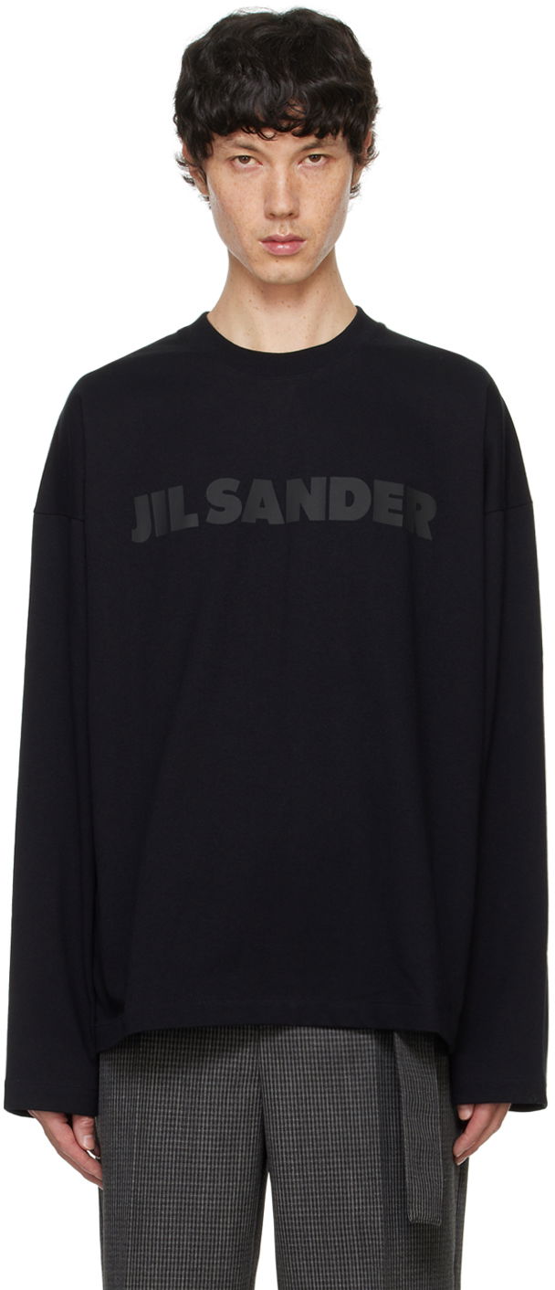 Majica Jil Sander Black Printed-Logo Long Sleeve T-Shirt Črna | J21GC0167_J20243