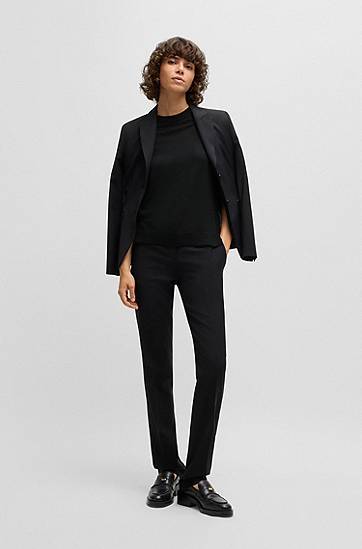 Majica BOSS Merino Wool Knit T-Shirt Črna | 50492857, 1