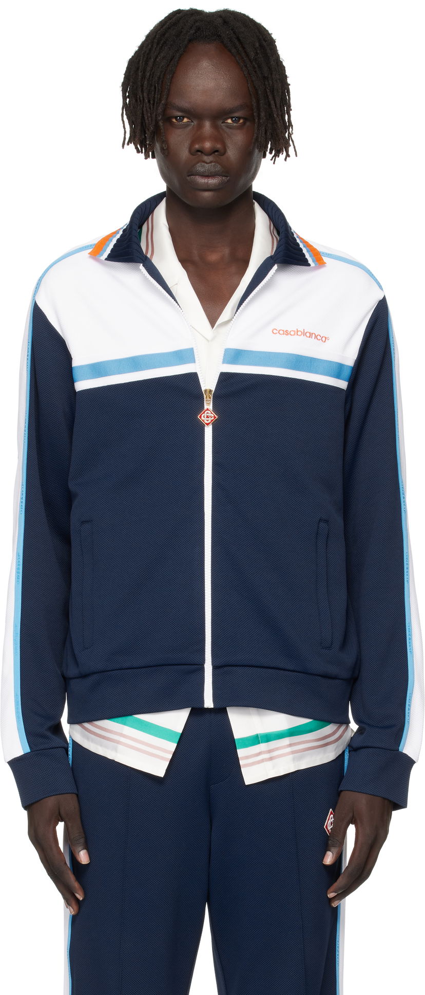 Jakna Casablanca Casablanca Pique Track Jacket Mornarica | MPF25-JTP-391-01