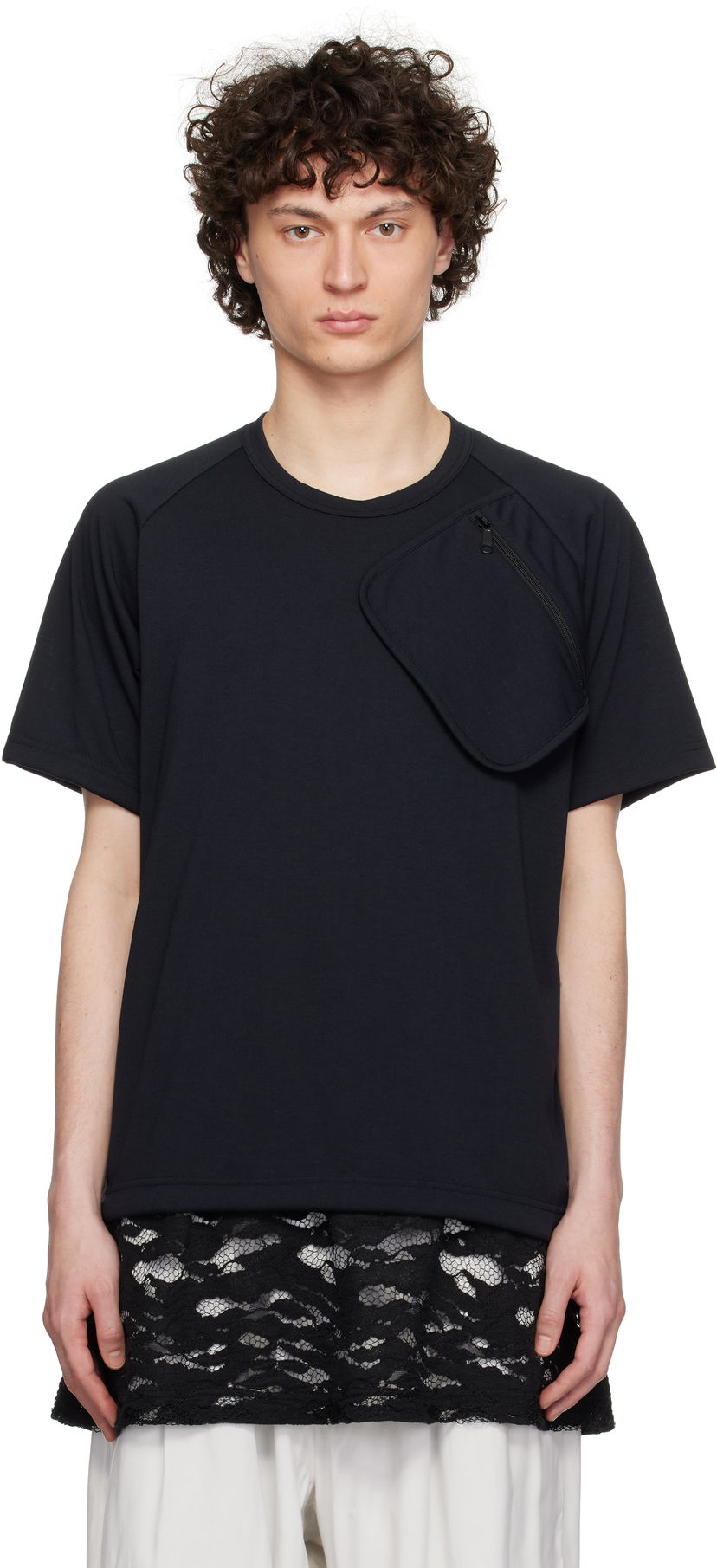 Majica Comme des Garçons Comme des Garçons Homme Plus Pocket Jersey T-Shirt with Lace Trim Črna | PO-T017-051