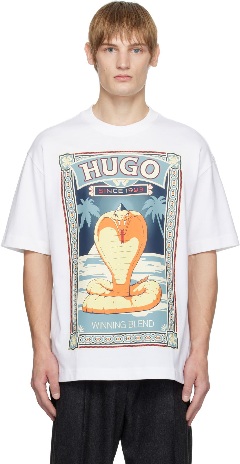 Majica BOSS Cobra Graphic Print T-Shirt Bela | 50532962