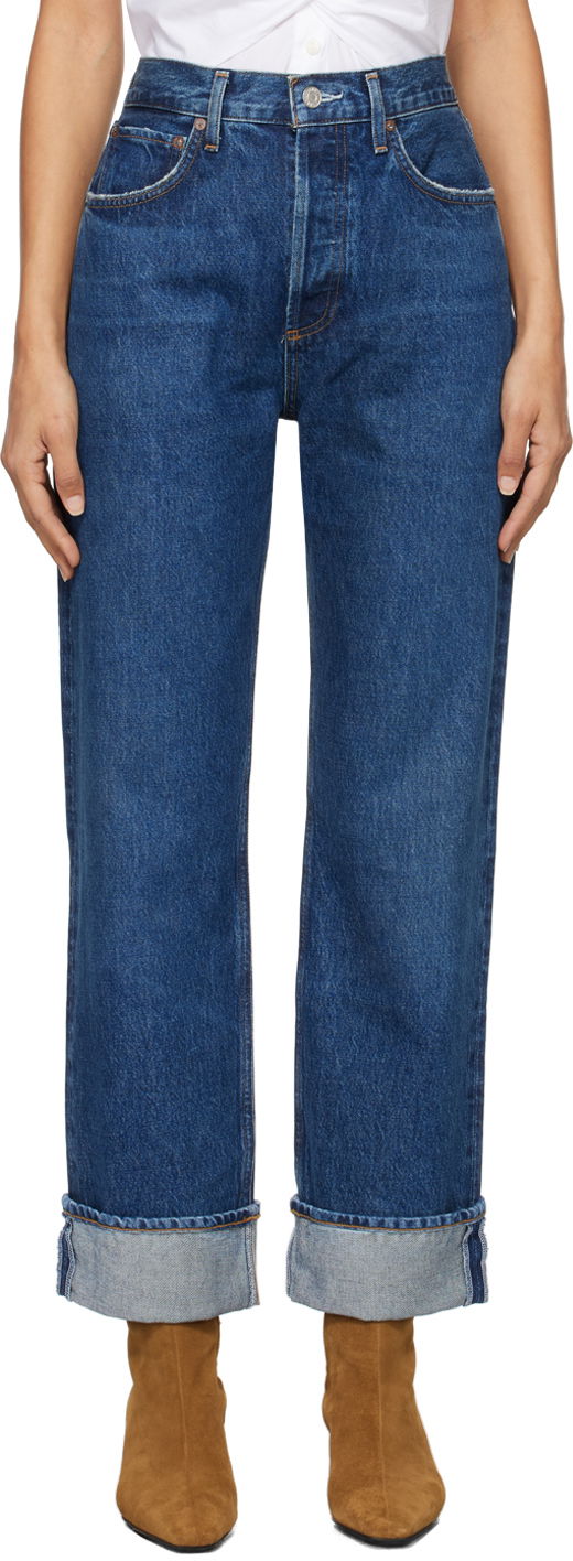 Kavbojke AGOLDE Low Slung Straight Jeans Modra | A9157-1371