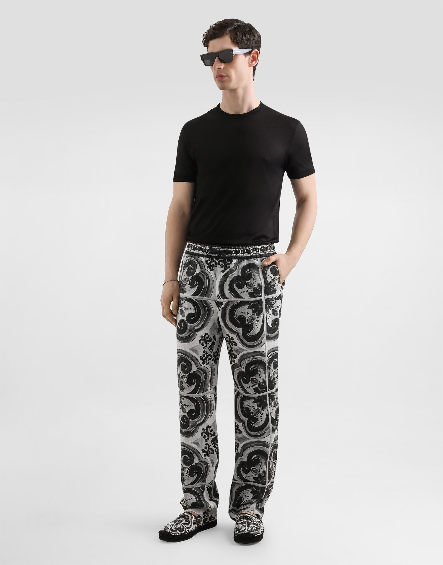 Hlače Dolce & Gabbana Dolce & Gabbana Majolica-Print Linen Trousers Večbarvna | GV4LHTFP4M8IU3TN, 1