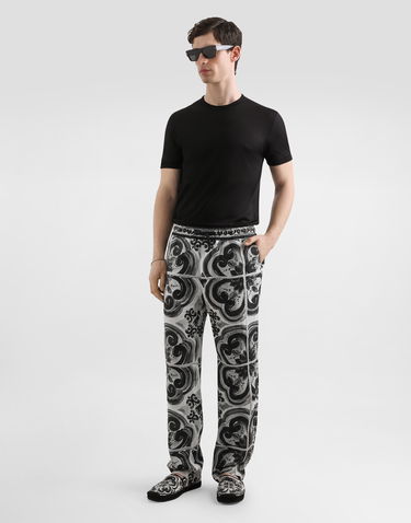 Hlače Dolce & Gabbana Dolce & Gabbana Majolica-Print Linen Trousers Večbarvna | GV4LHTFP4M8IU3TN, 1