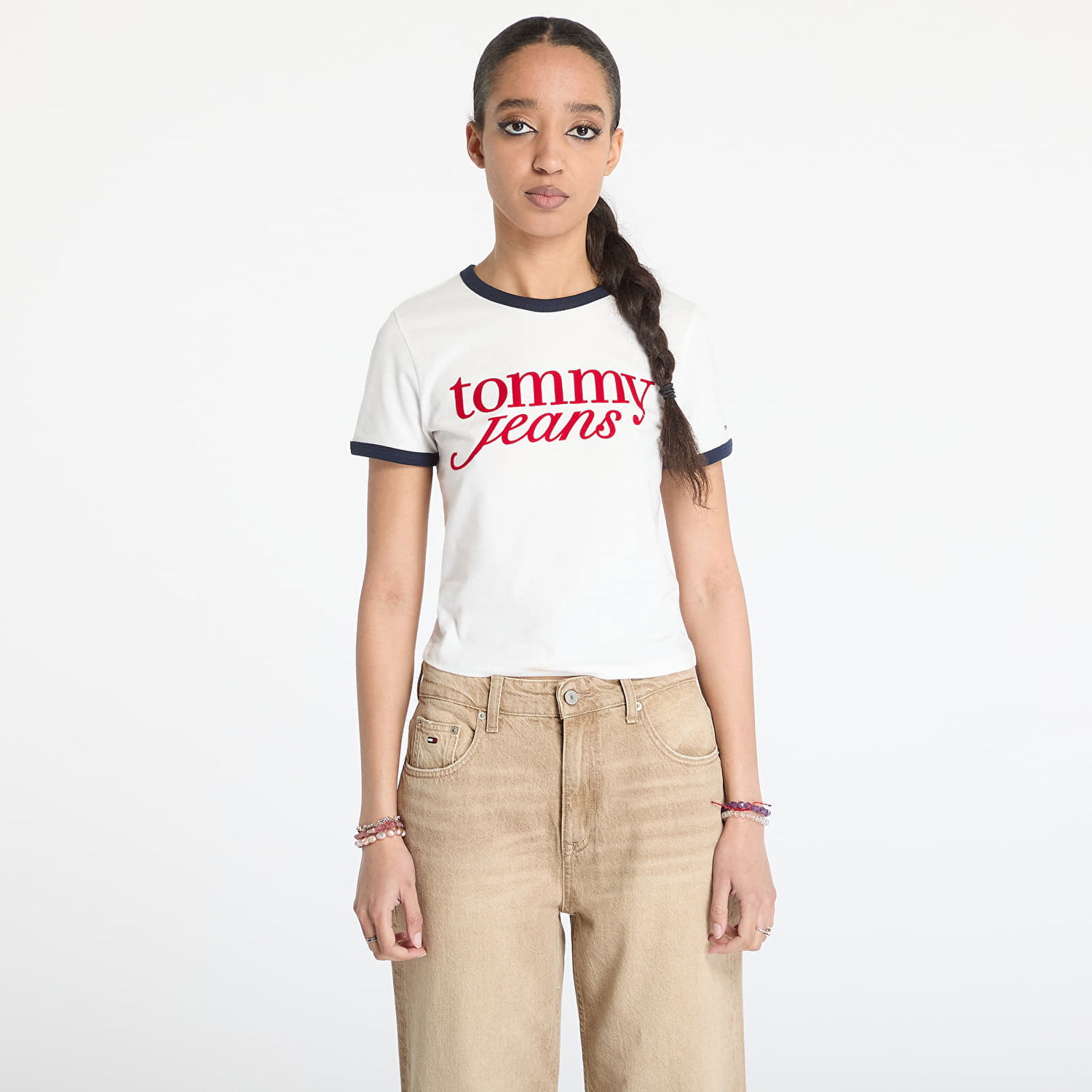 Krop-top Tommy Hilfiger Tommy Jeans Slim Script T-Shirt Bela | DW0DW20631 YBL, 0