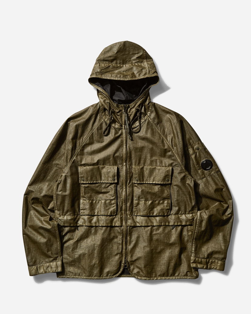 Dežni plašč C.P. Company Rafia Zip Hooded Jacket Zelena | 18CMOW222A-110318G 669