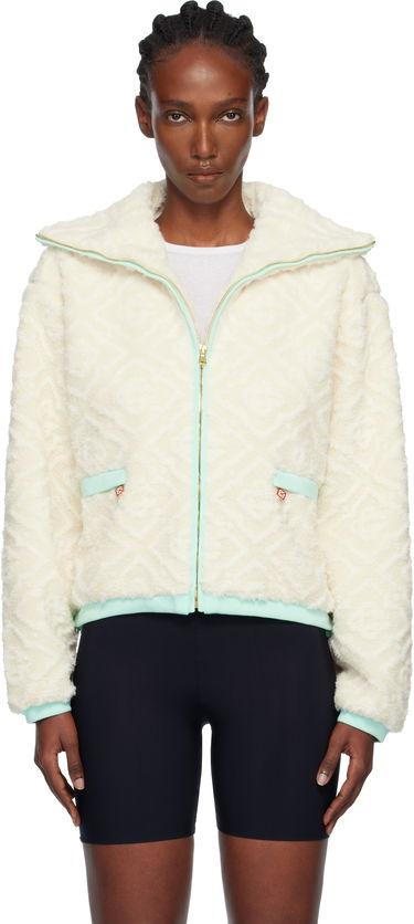 Jakna Casablanca Monogram Jacquard Fleece Jacket Bela | WPF25-JK-390-01, 0