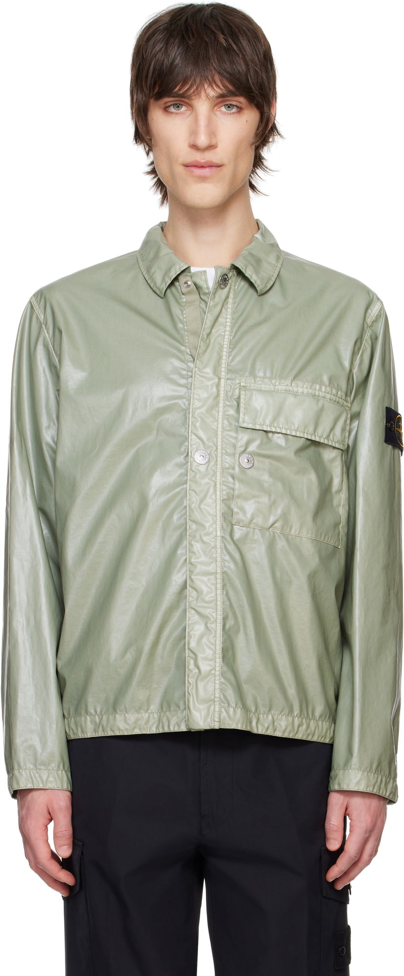Srajce Stone Island Stone Island Mussola Gommata-TC Overshirt Zelena | K1S15 1200001 S0022