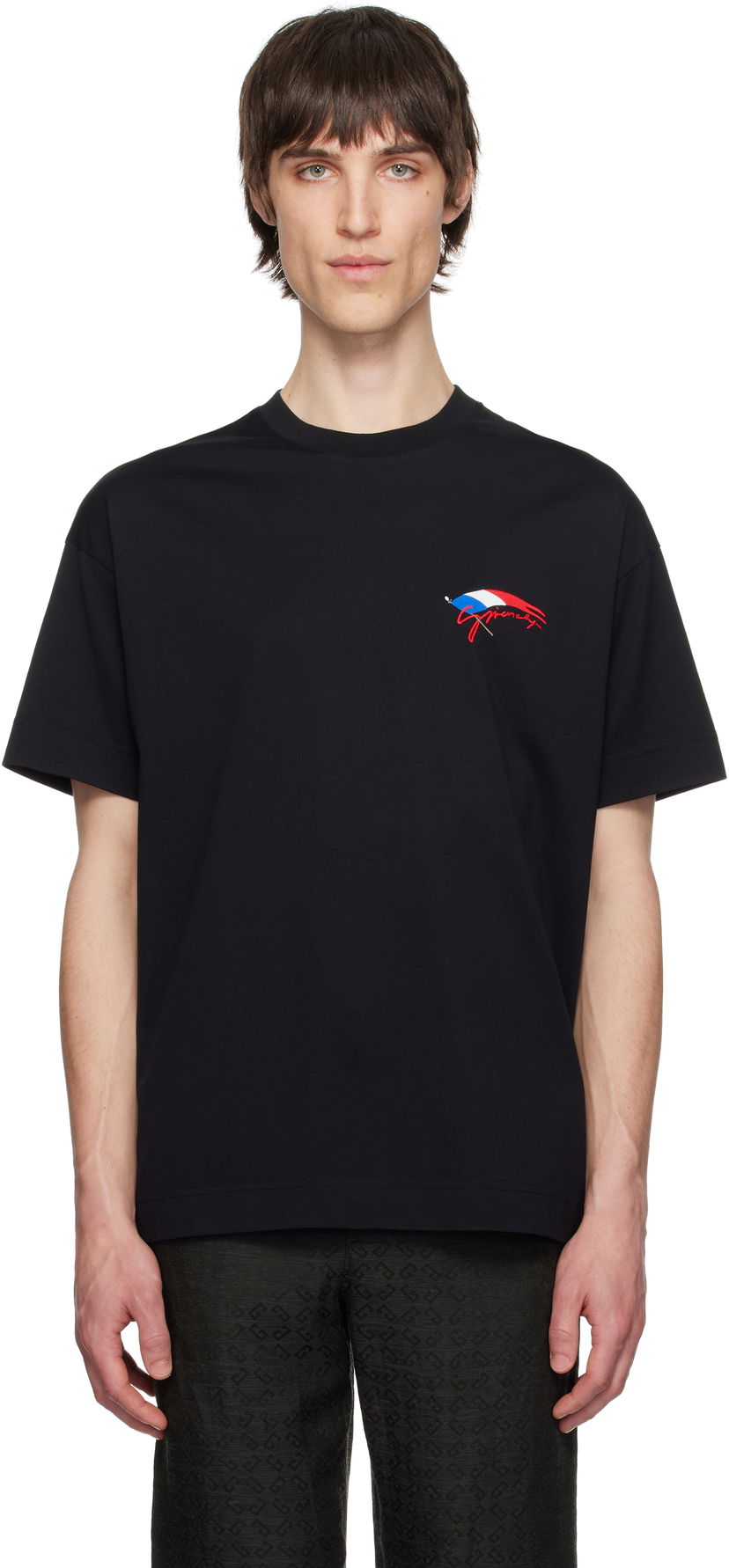 Majica Givenchy Givenchy Flag Regular Fit T-Shirt Črna | BM71MG3YQU001