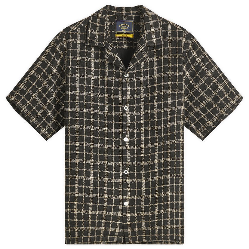 Srajce Portuguese Flannel Dorne Wavey Check Vacation Shirt Črna | SS25-033-BLK