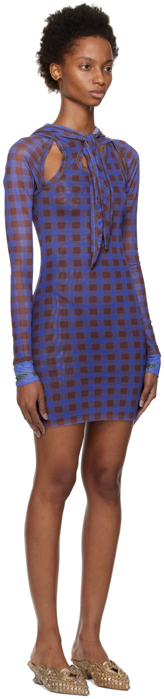 Obleke Ottolinger Ottolinger Checked Hooded Minidress Modra | 101207, 1