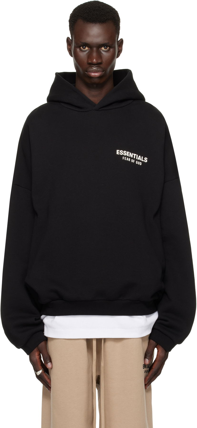 Pulover Fear of God Fear of God ESSENTIALS Fleece Hoodie Črna | 192HO246250F