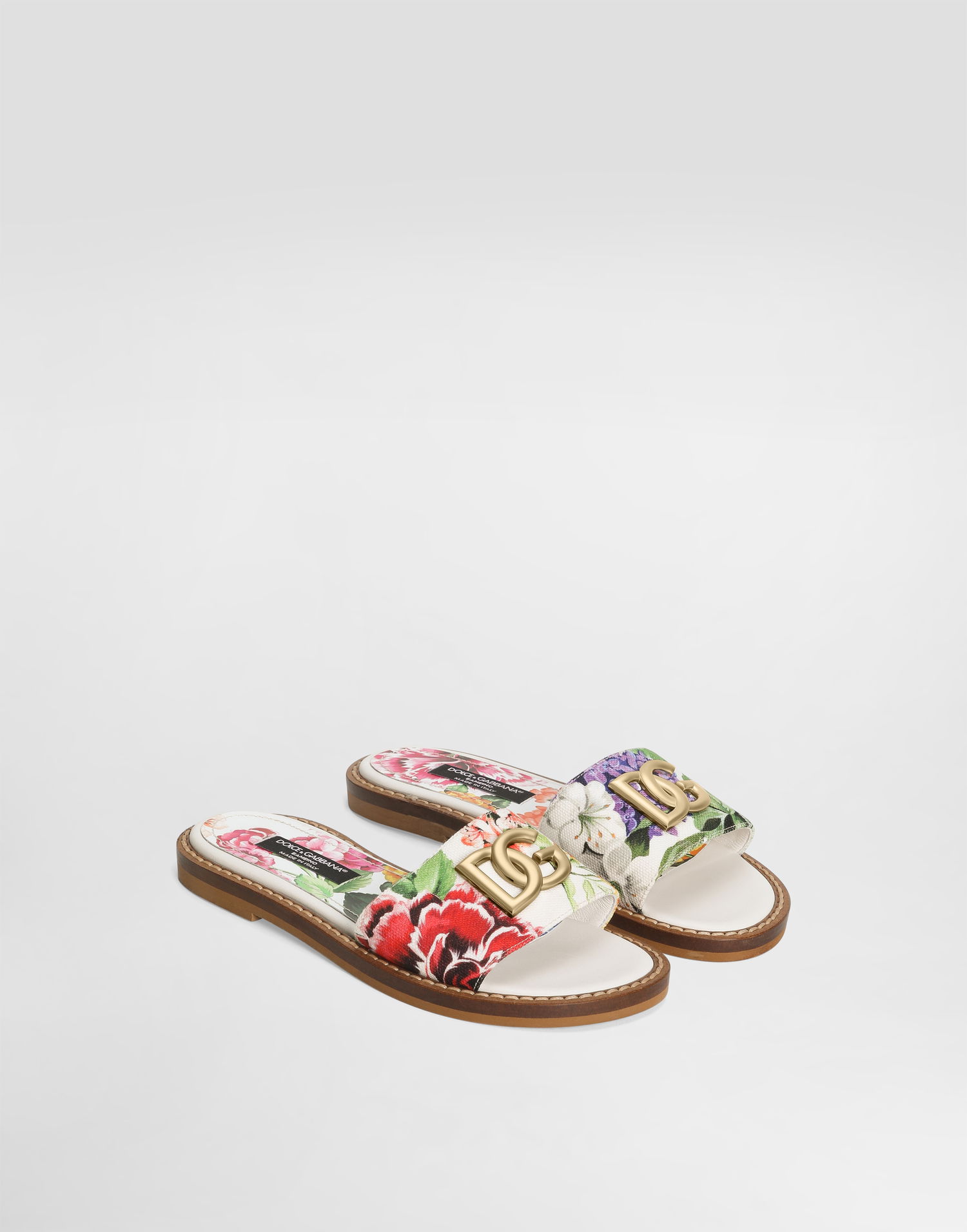 Modni dodatki Dolce & Gabbana Dolce & Gabbana Canvas Sliders with Flower and DG Logo Večbarvna | D11316A4194HA5KU, 1