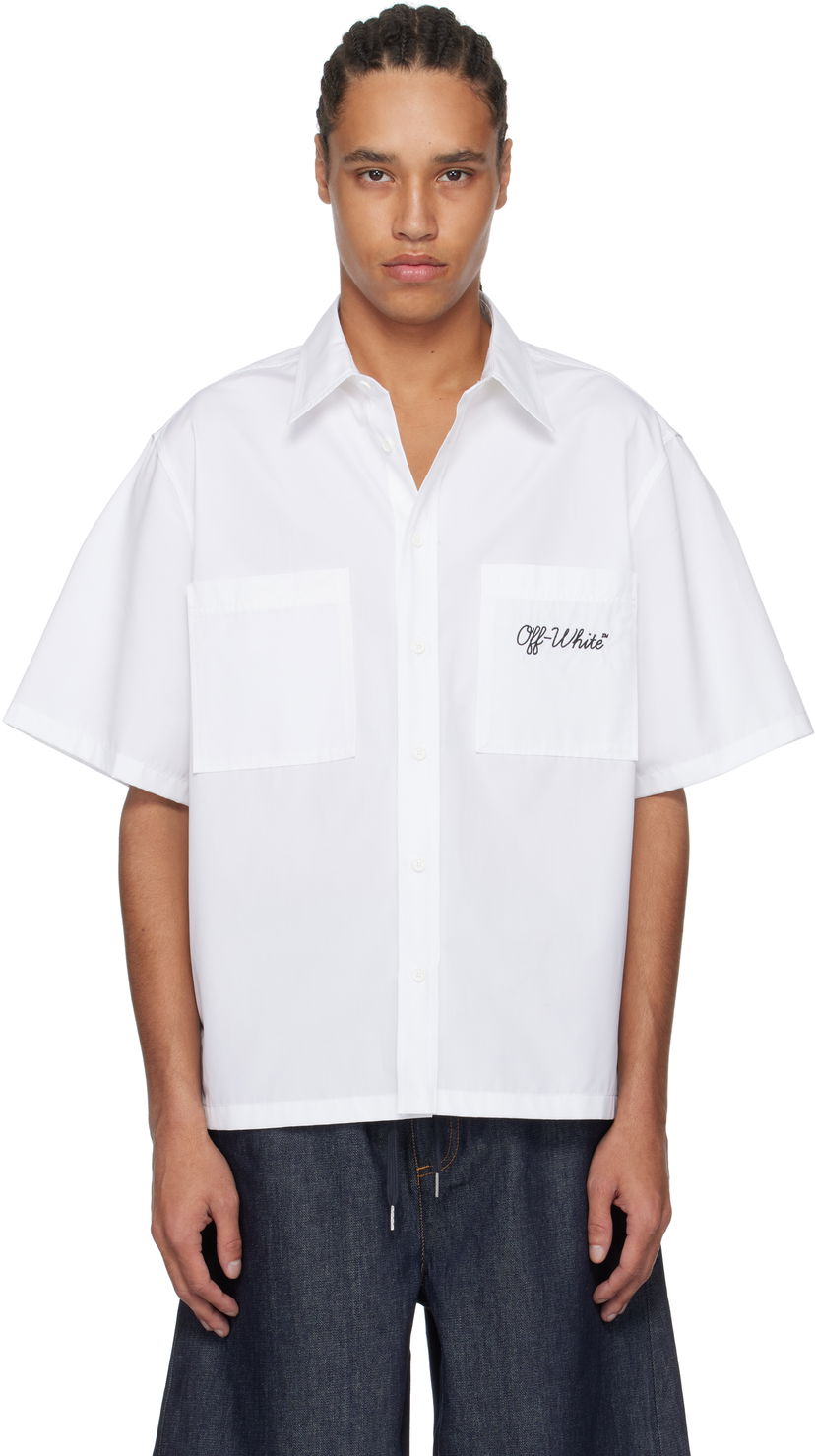 Srajce Off-White Off-White Script Summer Shirt Bela | OMGG002C99FAB0030110