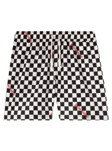 Kopalke Palm Angels Damier Print Swim Short Črna | PMFA011F22FAB0021025