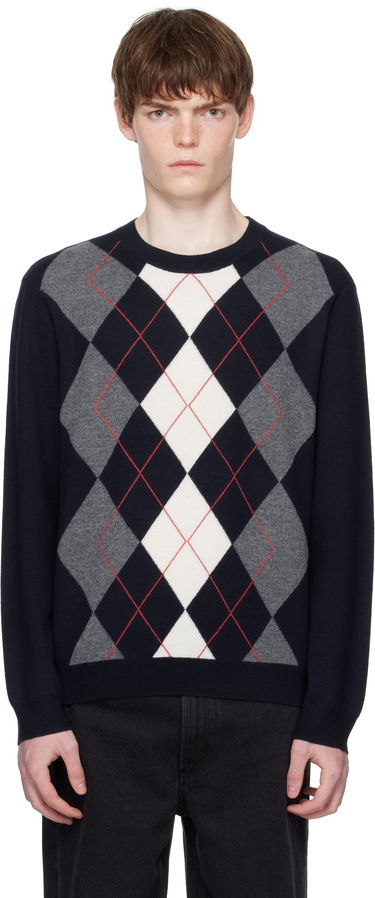 Pleteni pulover A.P.C. A.P.C. Evan Argyle Sweater Mornarica | WVBDR-H23419, 0