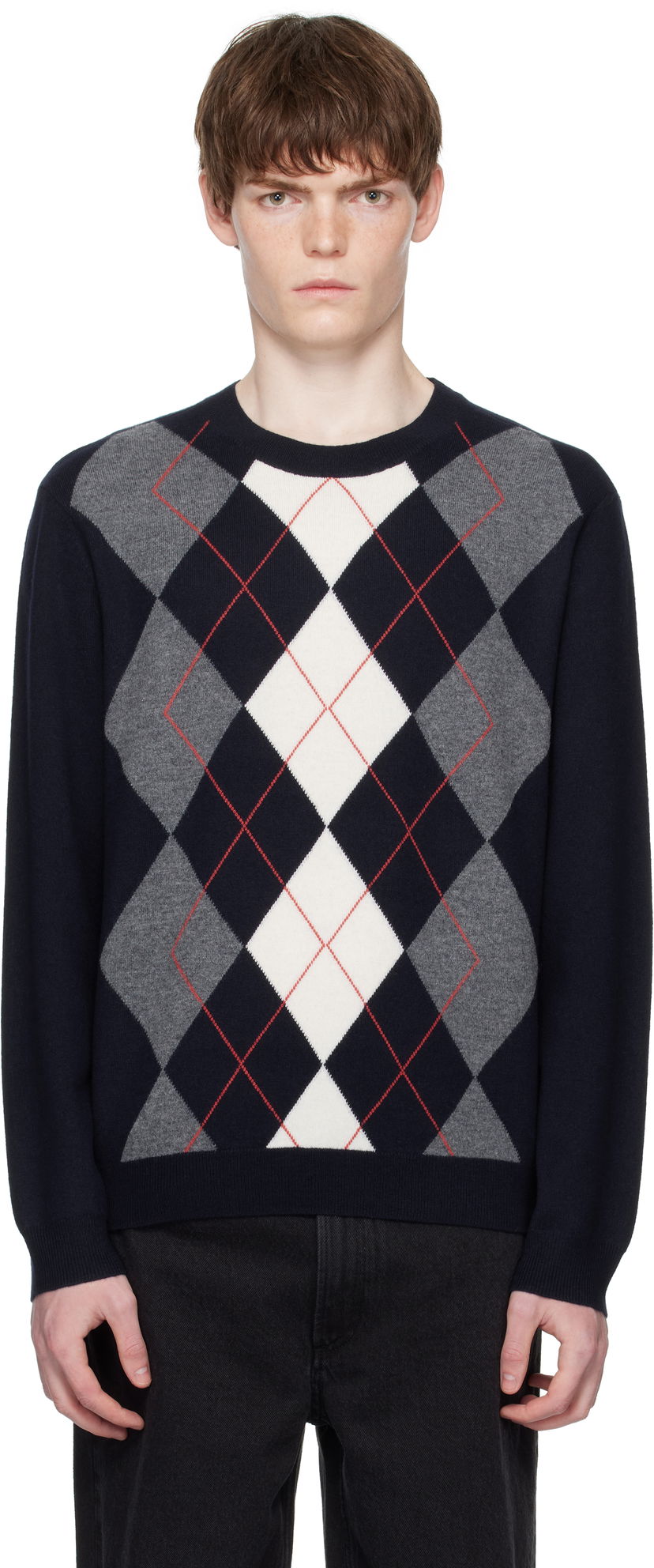 Pleteni pulover A.P.C. A.P.C. Evan Argyle Sweater Mornarica | WVBDR-H23419
