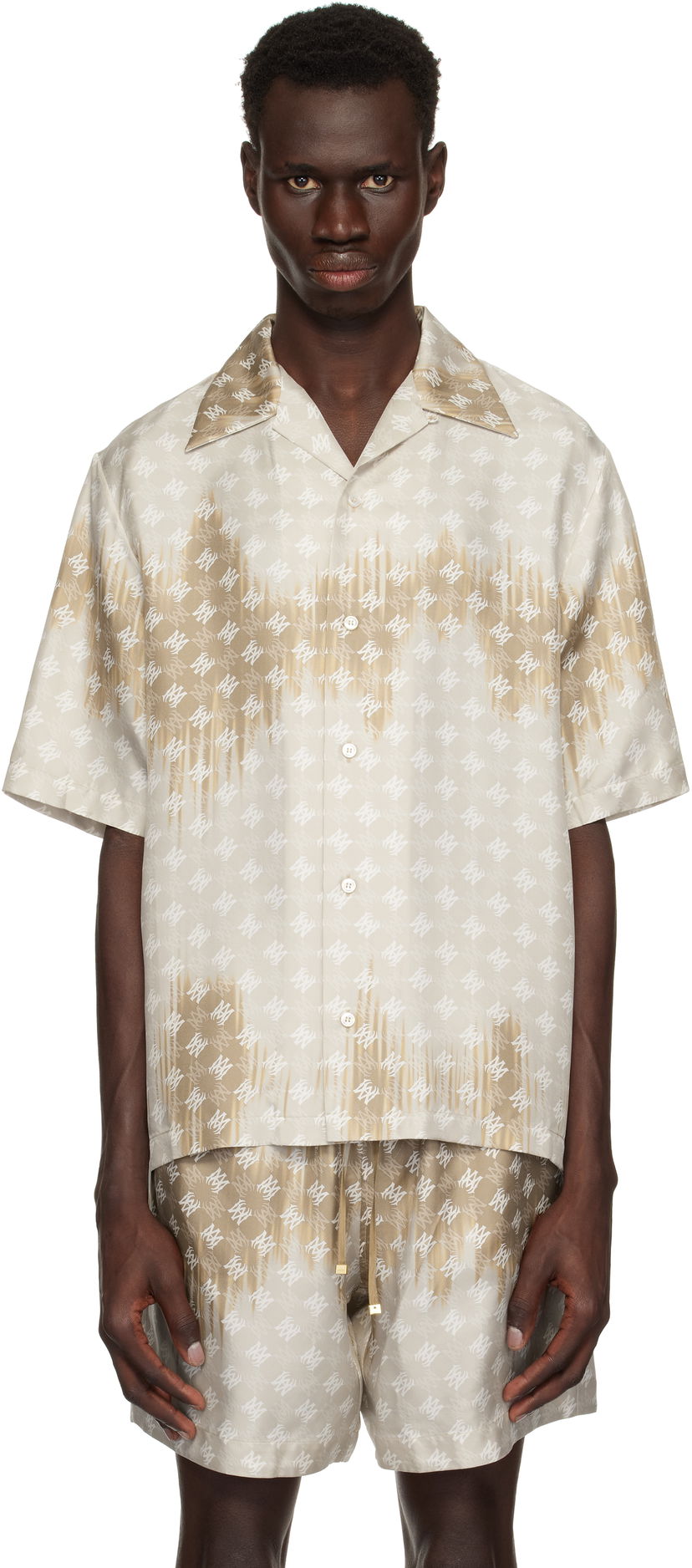 Srajce AMIRI Amiri MA Quad Bleached Camp Shirt Bež | AMSTCA1110