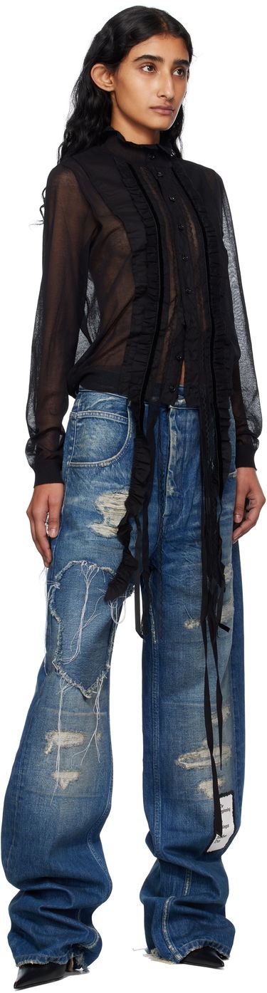 Srajce Ann Demeulemeester Ann Demeulemeester Monya Sheer Ruffle Blouse Črna | B0012852-KN008-099, 3