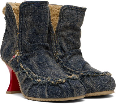 Superge in čevlji Diesel D-Woodstock Ab Distressed Denim Flared Heel Ankle Boots Večbarvna | Y03696 P1848, 3
