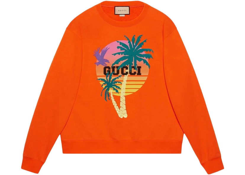 Pulover Gucci Love Parade Printed Cotton Sweatshirt Orange Oranžna | 626990 XJE0U 7548