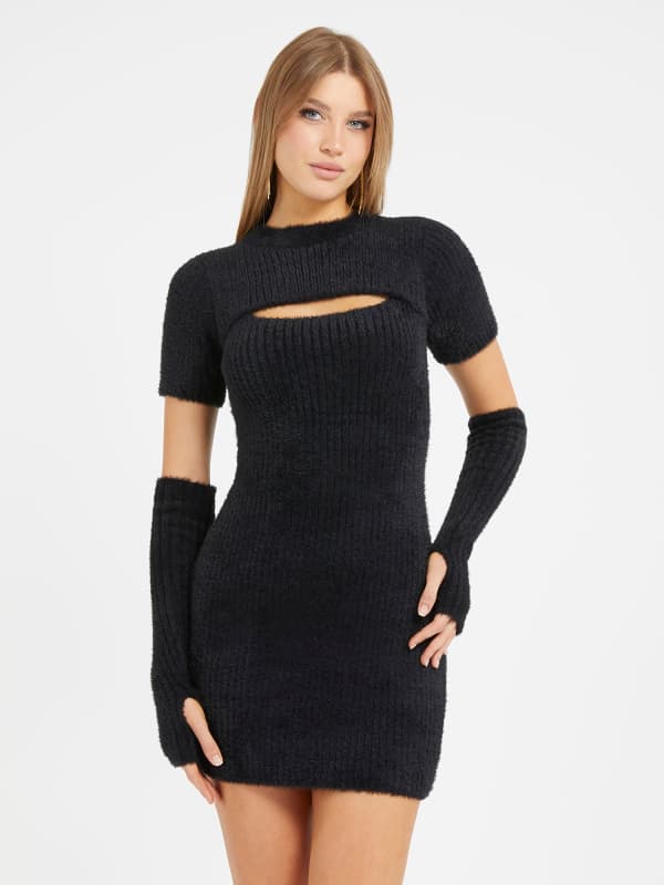 Krop-top GUESS Detachable Sleeves Mini Črna | W3BK0VZ3BJ0, 0