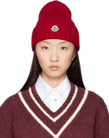 Beanie Moncler Moncler Wool Ribbed Beanie Rdeča | K20933B00036A9327, 0