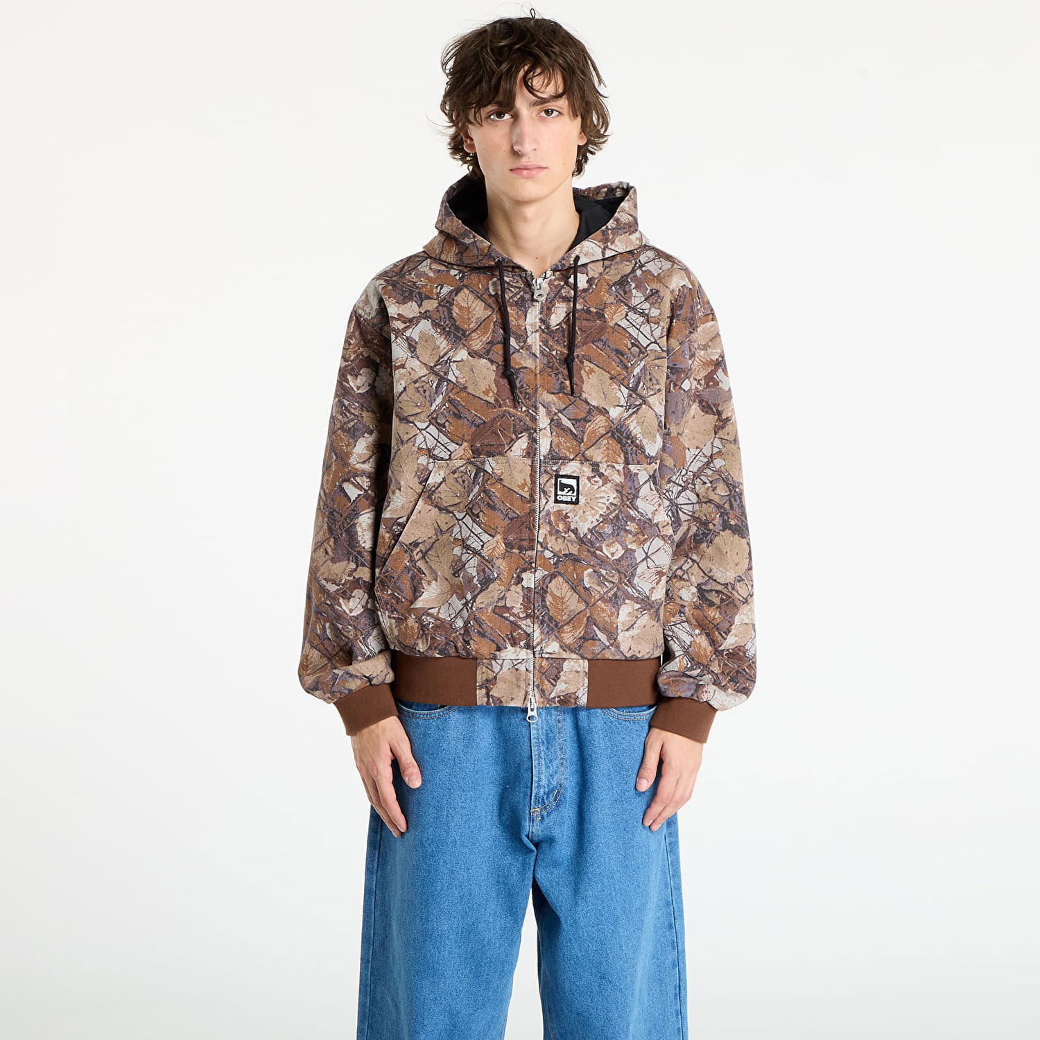 Jakna OBEY OBEY Glen Zip Up Hooded Jacket Rjava | 121800593-FNC, 0